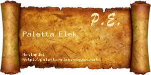 Paletta Elek névjegykártya